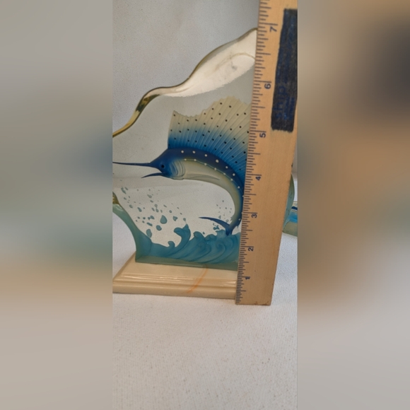 Acrylic Art Sculptures Marlin Fish Set of 2 Ocean Marine Life Home Decor N-2 - Picture 3 of 14